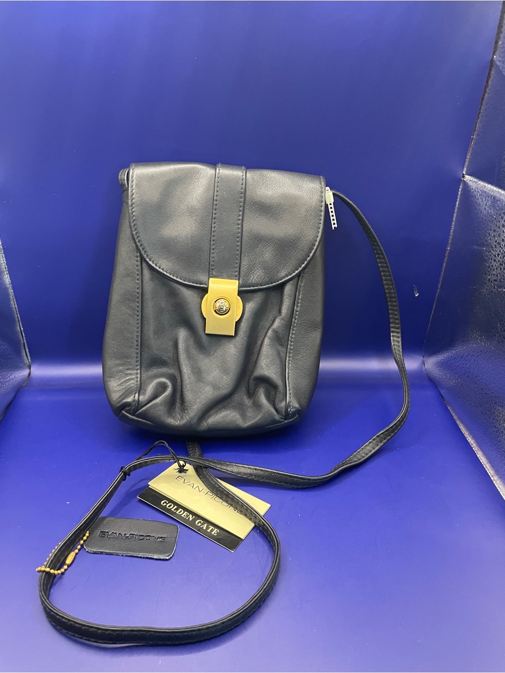 Black Crossbody Shoulder Bag with Gold Accent